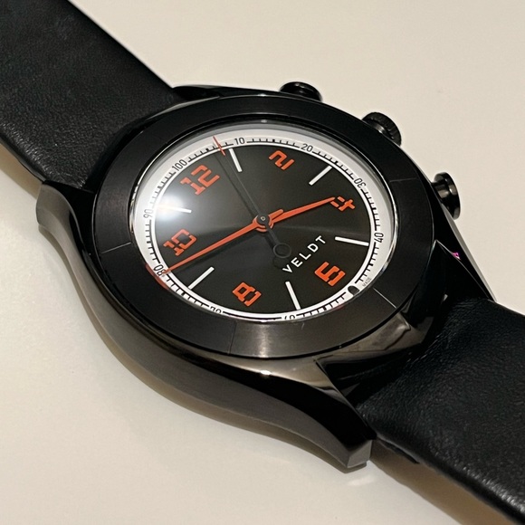 Veldt Mens hybrid Black Quartz Watch Leather Strap - Picture 2 of 11